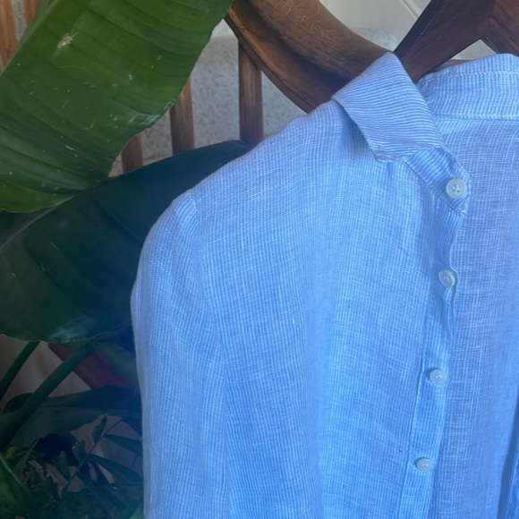 CP Shades Linen Coastal Pin Stripe Button Down Shirt - Picture 7 of 13